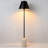 36 Inch Travertine Buffet Lamp in Blackened Steel Finish, Natural Stone Base with Empire Metal Shade