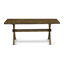 L'ensemble de mobilier de salle à manger 9 pièces comprend une table de salle à manger rectangulaire avec pieds en X et 8 chaises rembourrées en tissu brun, jacobin vieilli-628123440-628123443-628123442