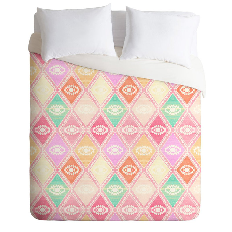 Ensemble de housse de couette Dash and Ash Diamond Eyes, Housse de couette pour grand lit et 2 taies décor, Crème/beige