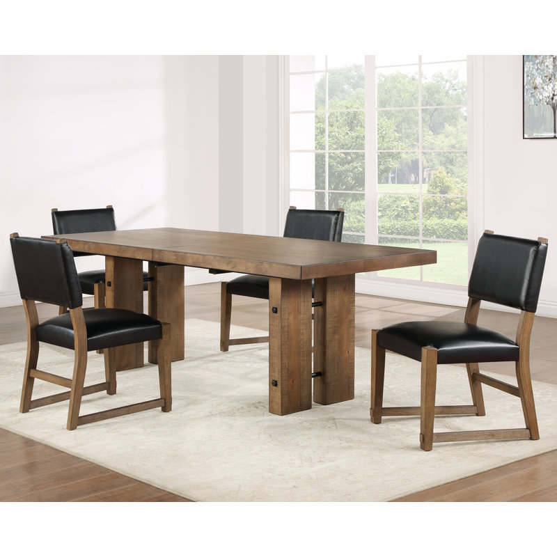 Iresha Extendable Double Pedestal Dining Set, 5 Pieces: Table, 4 Chairs