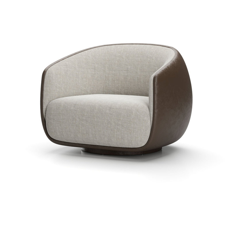 Pesca Swivel Barrel Chair, L493 Sanfor Natural 0023;Crystal Wolf 3386, Brown