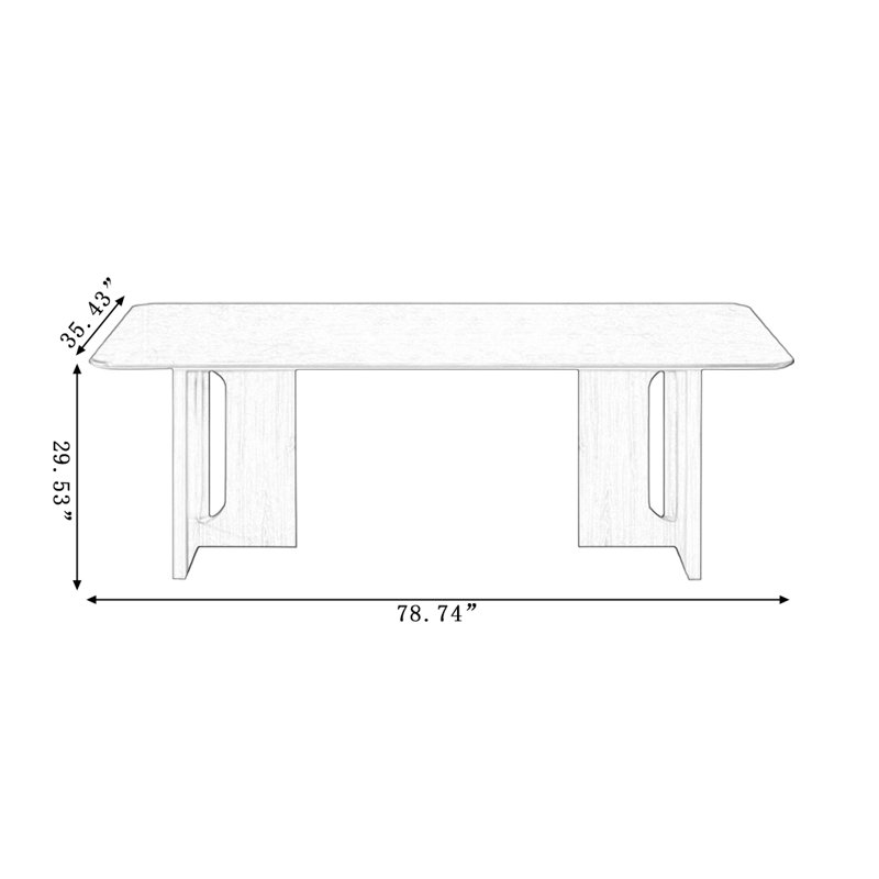 Nut-brown Rectangular Sintered Stone tabletop Dining Table, 29.53"H x 78.74"L x 35.43"W