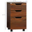 Armoire à grain de bois brun, 3 tiroirs, roulettes pour une mobilité en douceur dans une armoire de bureau avec grain, installation pratique