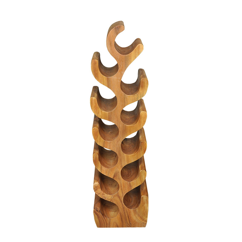 Marjo 12 Bottle Solid Wood Tabletop Wine Bottle Rack in Brown
