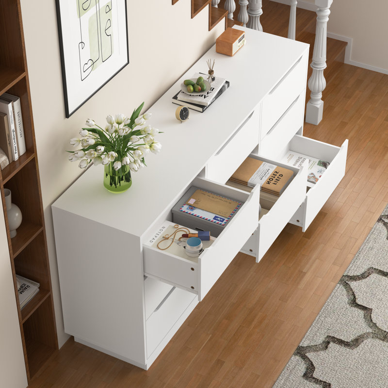 Commode 9 tiroirs en bois avec tiroirs profonds - Commode blanche moderne pour chambre à coucher et garde-robe | Idée de cadeau