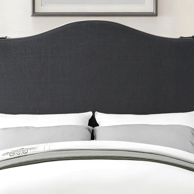 Tufted Upholstered Headboard, Solid Wood Head Board with Wood Legs, Fabric Headboard in Modern Design, Black, King