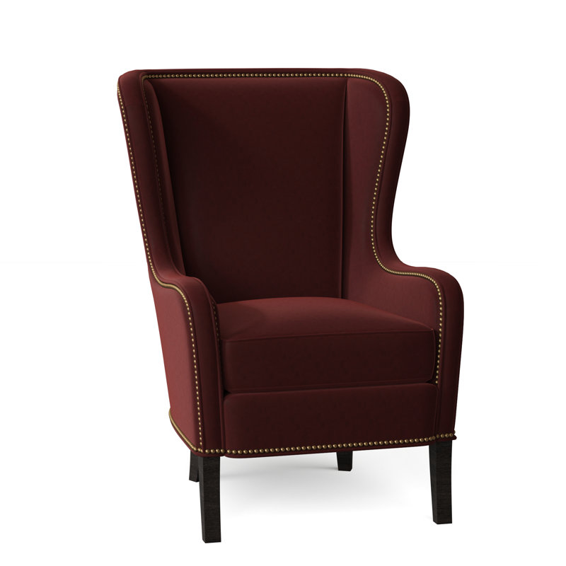 Aurora Leather Wingback Chair, Outsider Raven Genuine Leather, Cobblestone, French Natural