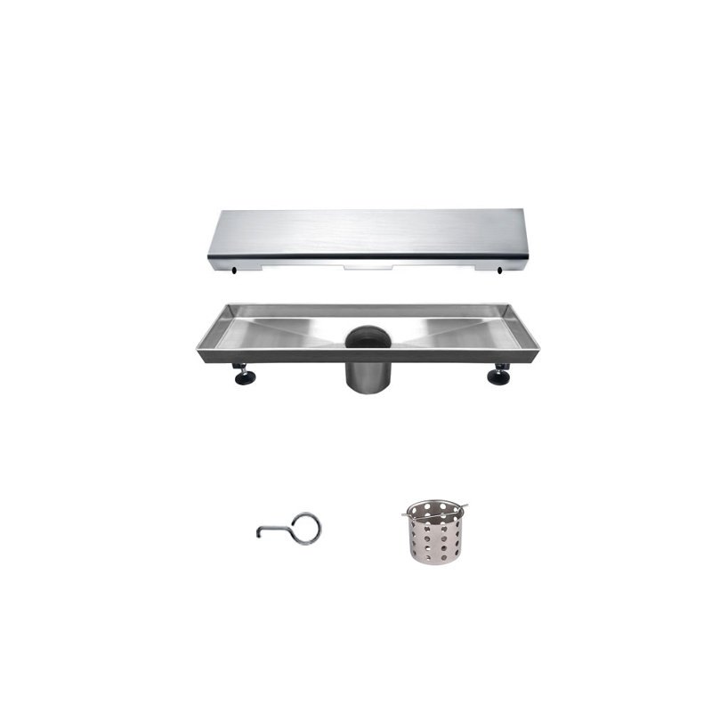 Volga River Series 12 Inch Long Stainless Steel Linear Floor Shower Drain