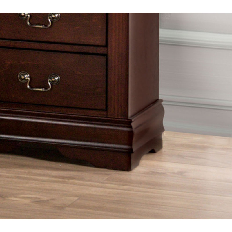 Commode transitionnelle cerise foncée avec queue d'aronde anglaise, tiroirs à l'épreuve de la poussière et suspendus pour la chambre à coucher