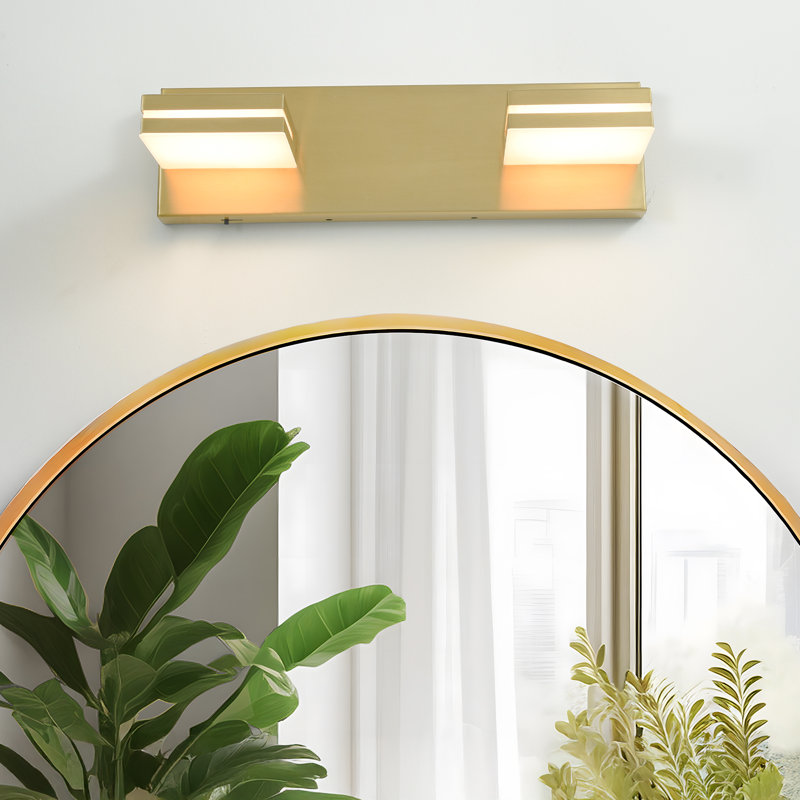 Lumières de meuble-lavabo modernes à DEL à intensité variable pour miroir, Or brossé, Deux lumières