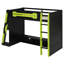 Lit mezzanine simple en bois avec bureau, tablettes multiples et lumière RVB pour les jeux et les sports, vert-2053558785