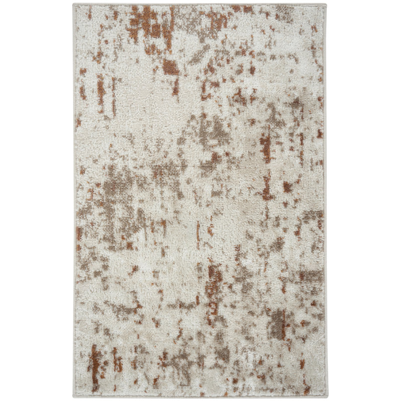 Tapis moderne ivoire / rouille Bordas, Rectangulaire 2 pi x 3 pi