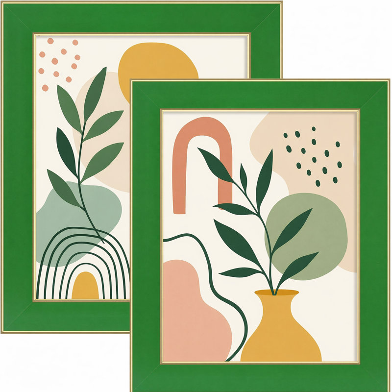 Cadre photo vert, verre véritable, Green, 8" x 10"