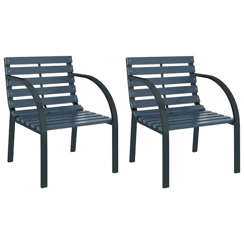 Ensemble de 2 fauteuils de cour arrière en bois gris foncé résistant aux intempéries