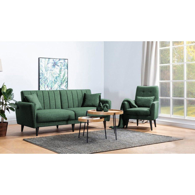 Ensemble de salon 2 pièces Sky, 100 % polyester vert