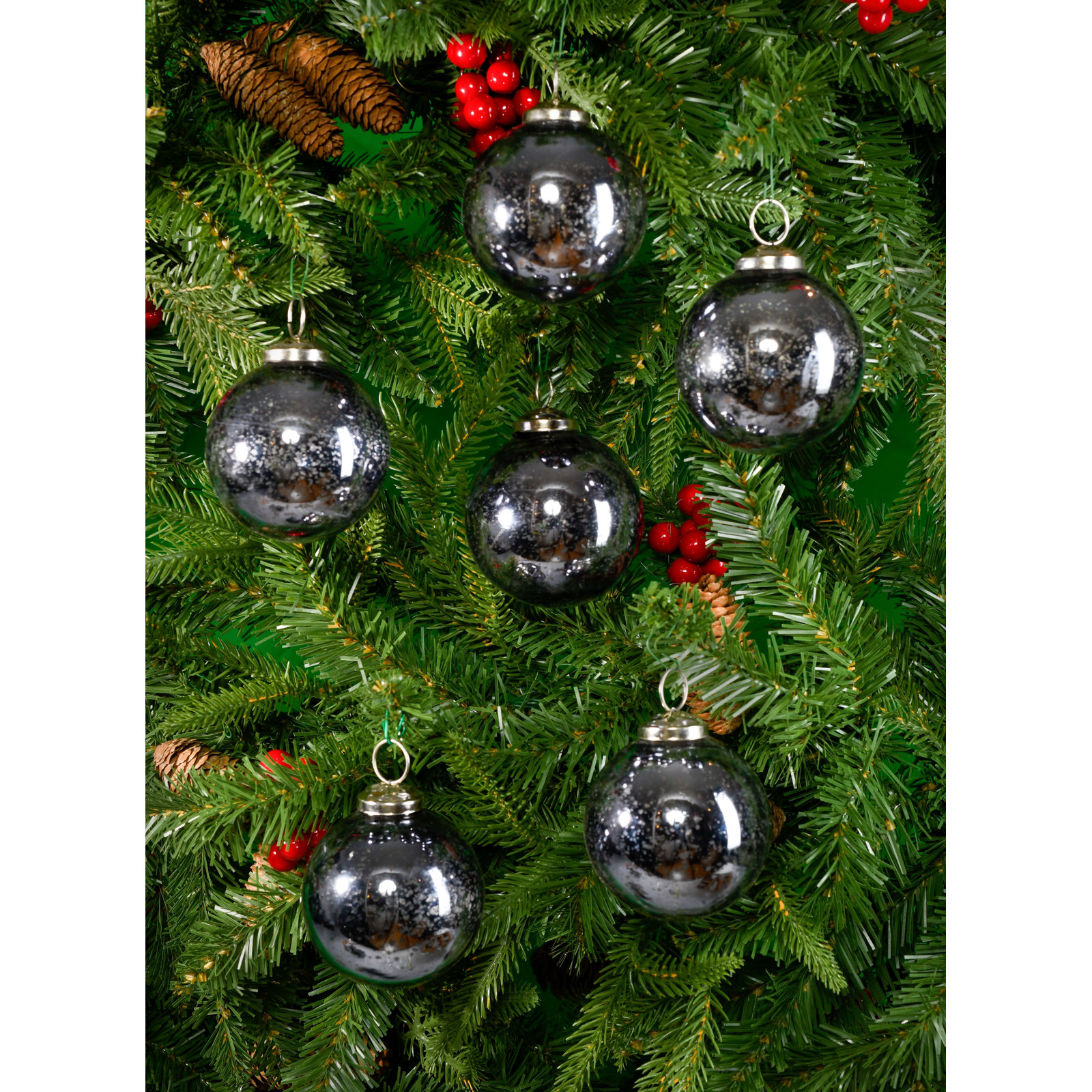 4" Glass Bauble, Antique Platinum