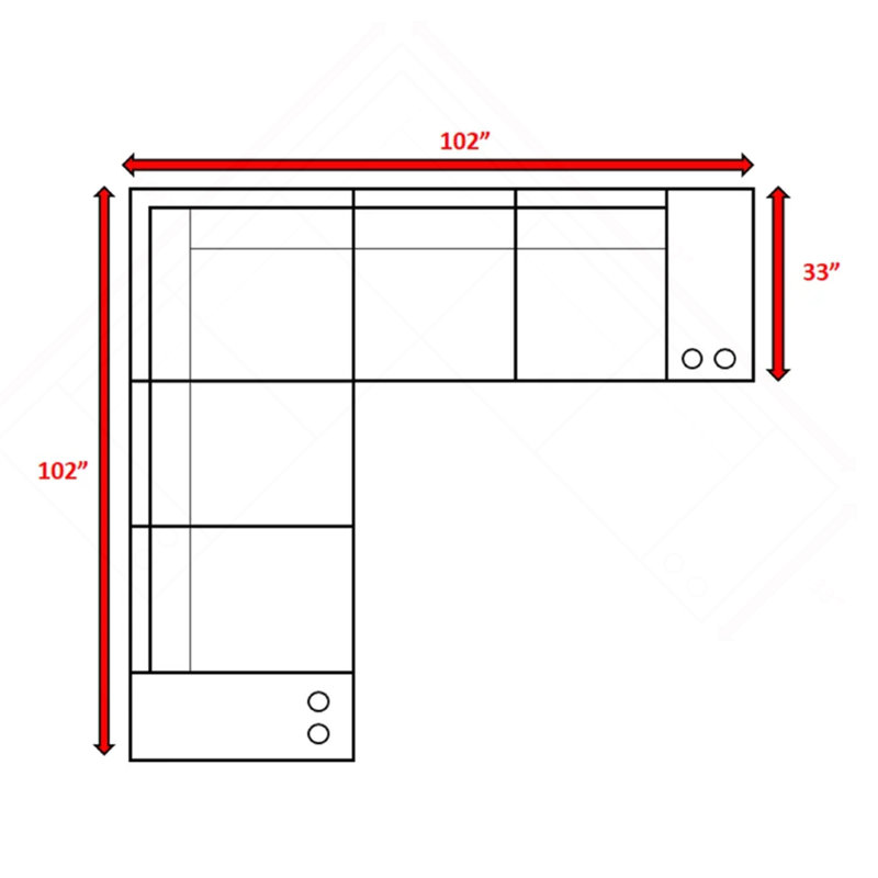 Canapé modulaire extérieur réversible de 102 po en osier avec coussins - entièrement assemblé