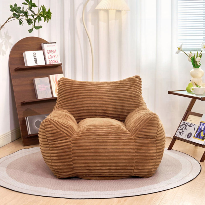 Oversized Comfy Beanie Bag Chair With Armrests - Cozy Fluffy Single Cloud Mini Couch For Living Room, Bedroom & Dorm