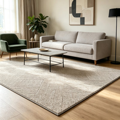 6x8ft Brown 3D Geometric Jacquard Area Rug, Ultra Soft Non-Slip Washable Rug for Living Room Bedroom