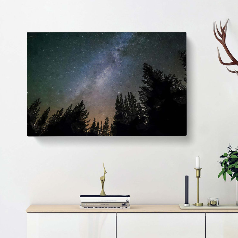 The Milky Way Above a Forest in Abstract - Wrapped Canvas, 60cm H x 91cm W x 3cm D