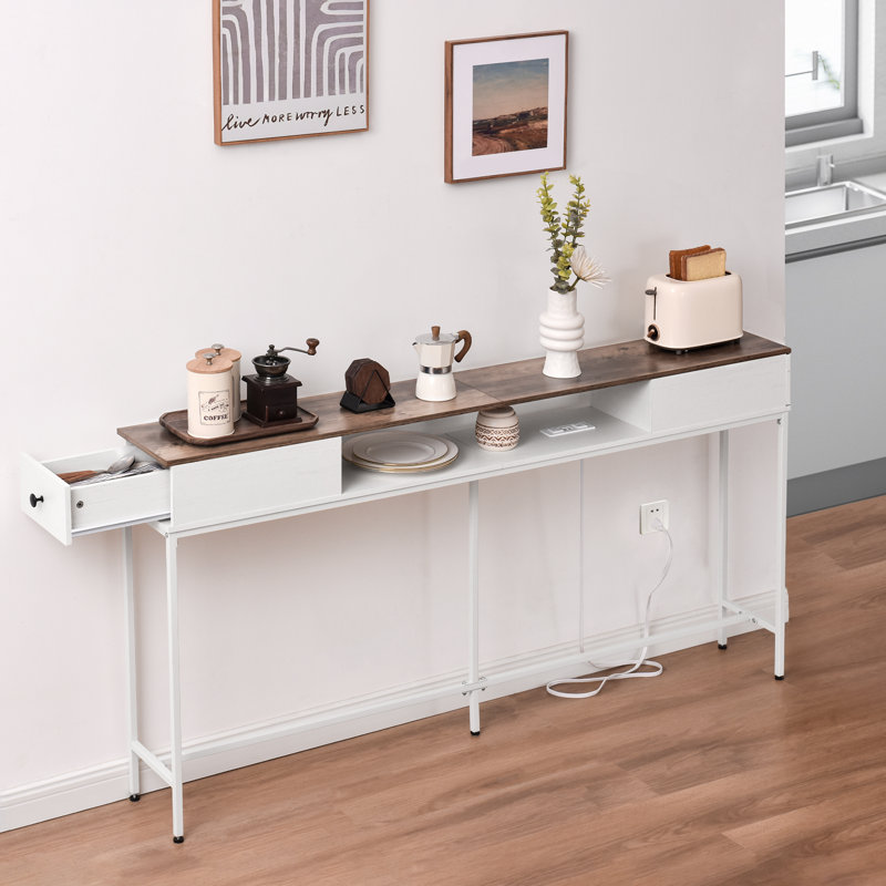 Petracca 63" Storage Console Table with Drawers, White