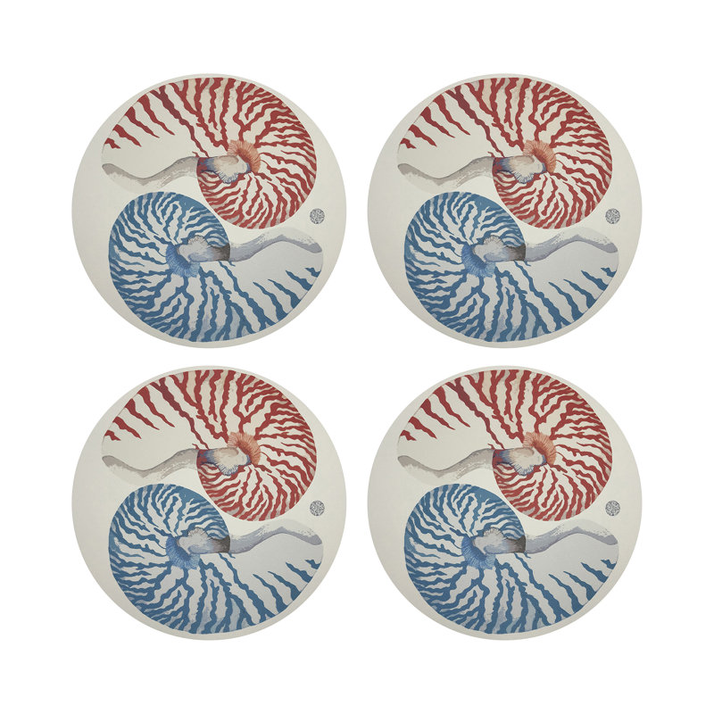 Nautilus Turq Pebble 16" Vinyl Placemat, Coral/Turquoise
