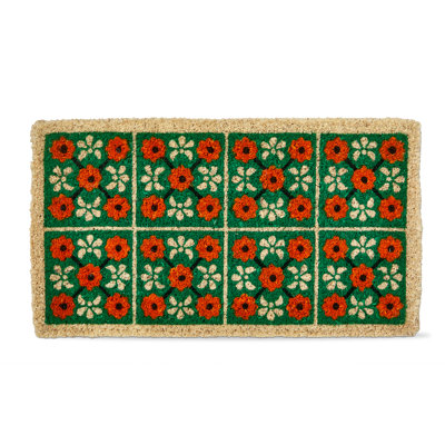 Floral Tiles Coir Mat Multi Everyday Indoor Outdoor Doormat