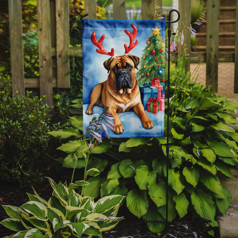 Drapeau de Noël renne de jardin, Bullmastiff