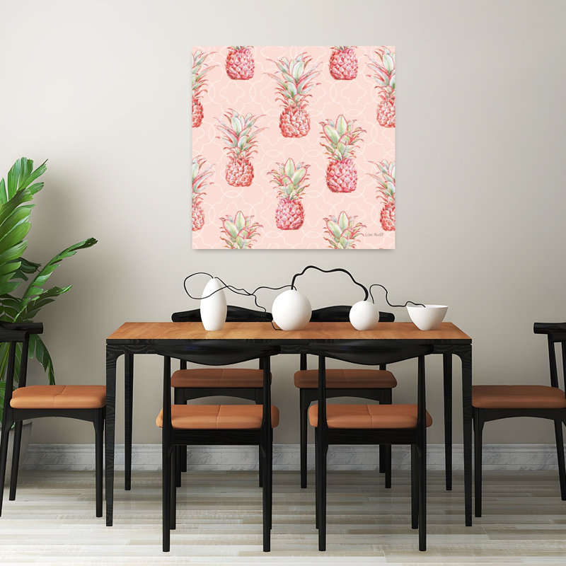 Motif gracieusement rose, art tropical Iiia, H 32 po x l 32 po