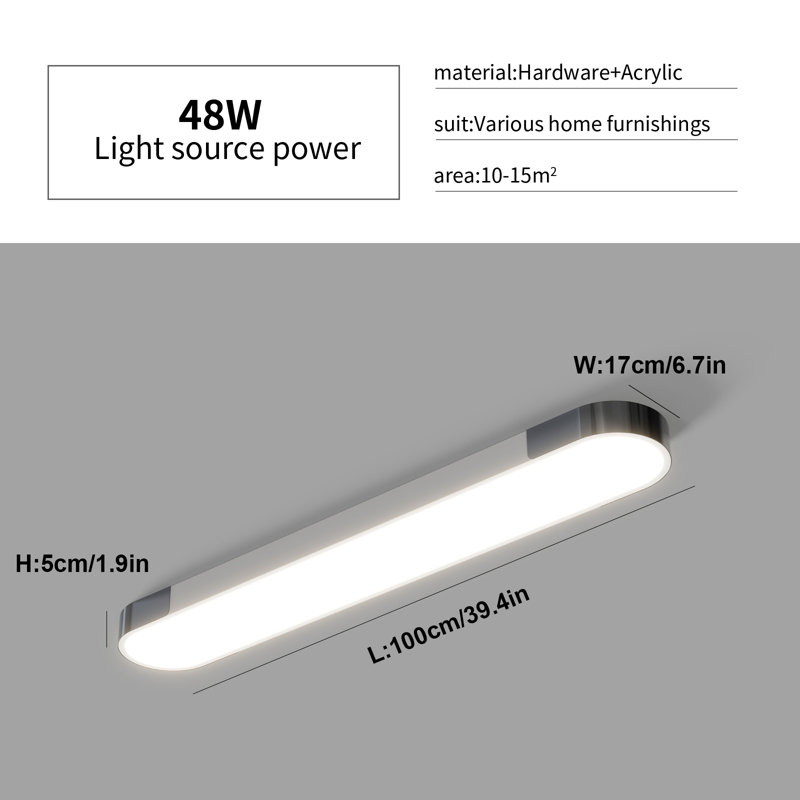Muscato 1 - Light 39.4" Rectangle LED Flush Mount, White/Black