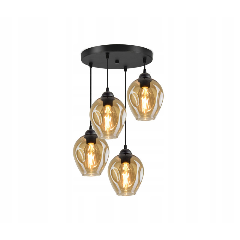 Thame 4 - Light Black Cluster Pendant, Honey