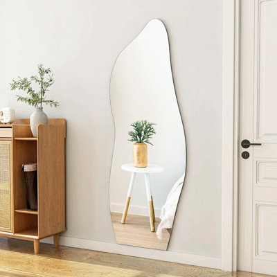 Clear Irregular Stone Shaped Frameless Wall Mirror Float Glass Full Body Viewing Modern Decorative Wall Mirror
