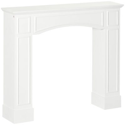 Manteau de cheminée moderne, manteaux de bordure pour foyer avec motif décoratif largeur intérieure 29 po blanc