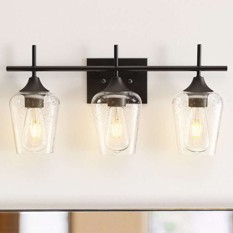 Herricks 3 - Light Dimmable Vanity Light, Seeded, Matte Black