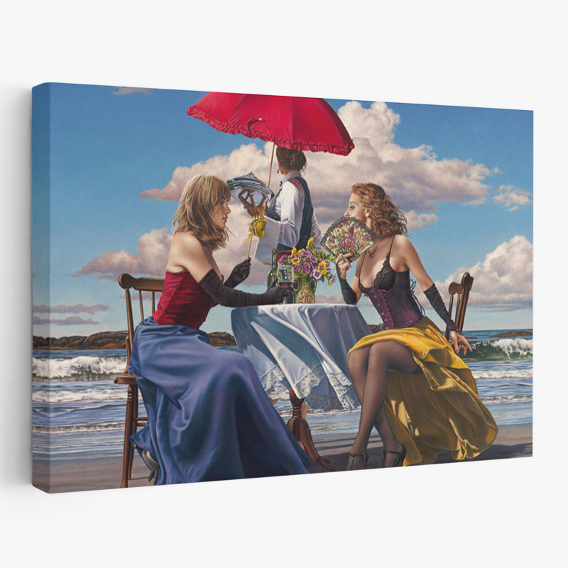Café Oceanus - Plages figuratives côtières, études de fantaisie, océan, parapluies romantiques, art, H 40 po x l 60 po