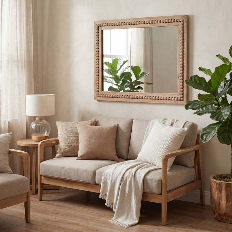 Miroir rectangulaire en bois pour salle de bain, miroirs décoratifs 22 po x 30 po Nature , H 30 po x l 22 po, Bois naturel