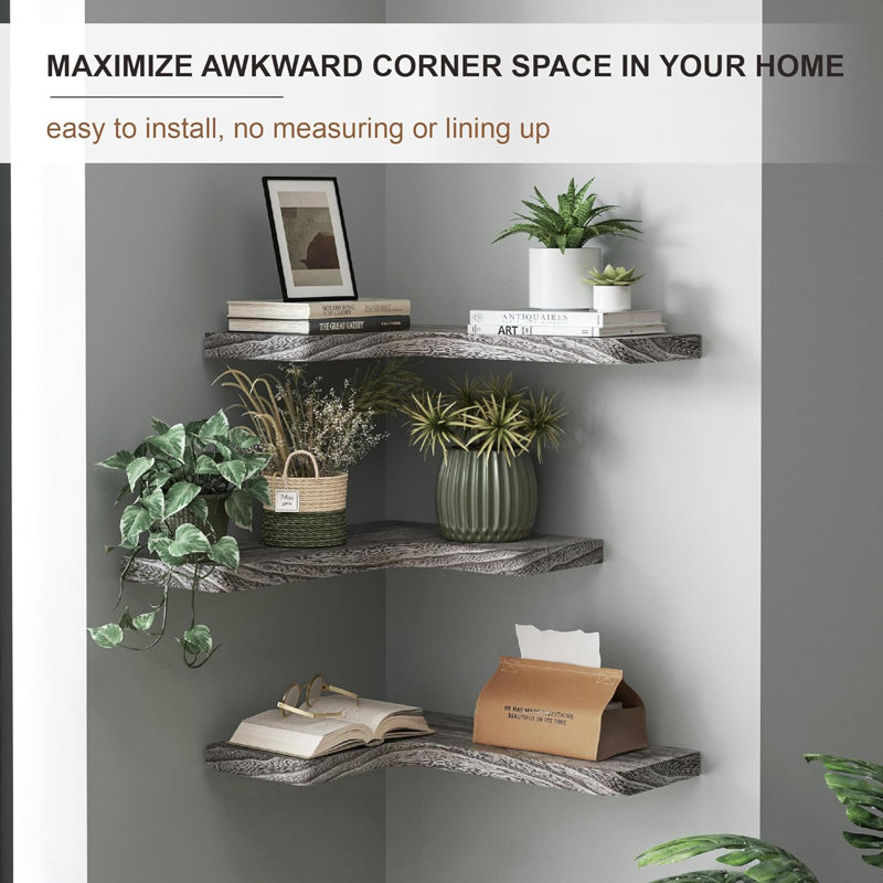 Tablettes d'angle flottantes pour le rangement, Weathered