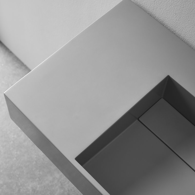 Salle de bain murale ou de comptoir 40 po avec surface solide et carrée classique, gris
