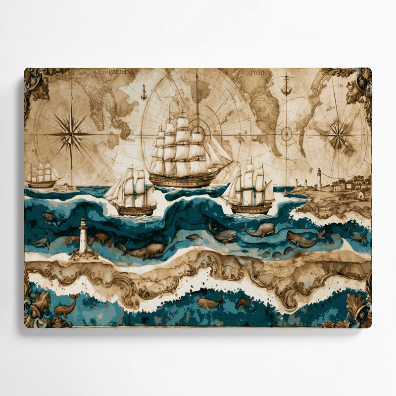 Art mural en métal beige Coastal Naval Design Plus, H 16 po x l 20 po