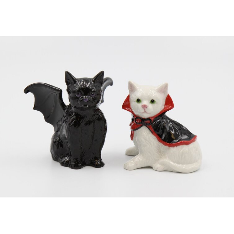 Magnetic Boo Halloween Cat Porcelain Salt and Pepper Shakers, Set of 4 -  Tableware - Cosmos