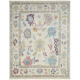 Colorburst Oushak Hand Knotted Area Rug in Ivory