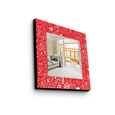 Élégant miroir décoratif avec cadre 100% bois de pin, 19,7 po x 19,7 po | Miroir en verre véritable (épaisseur: 0,2 pouce) | Peinture sur tissu élégante | Parfait pour la décoration intérieure et le vestibule, design durable et chic