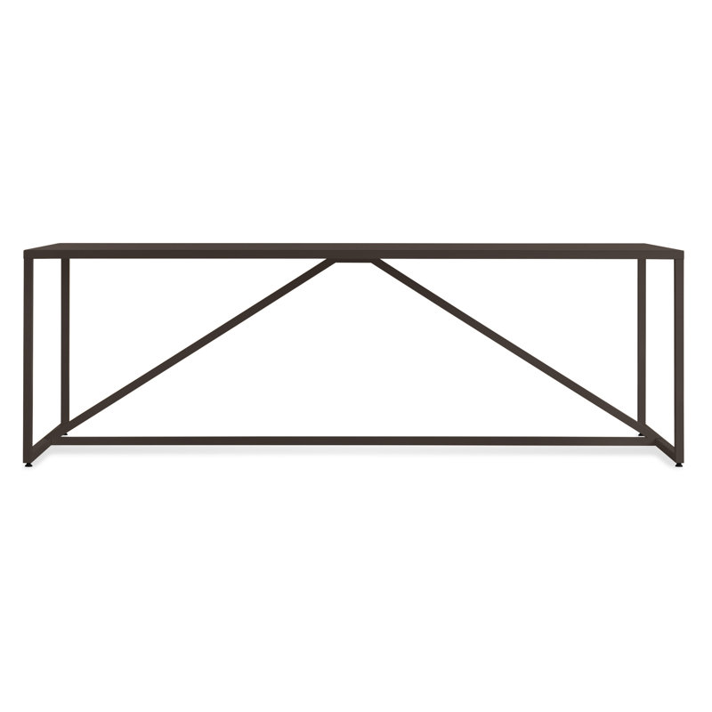 Strut Walnut Wood Dining Table, Slate, 35" W x 75" L, Bar (40" Height)