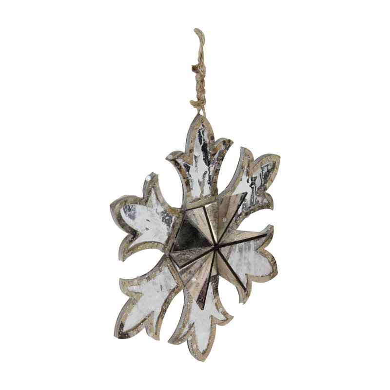 Ornement en forme de flocon de neige miroir 6,5 "brun et blanc