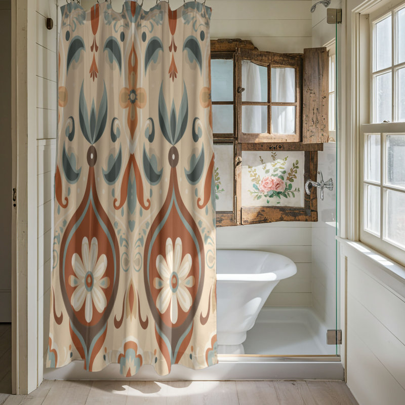 Earthy Patterns - Rideau de douche Premium, H 74 po x l 71 po