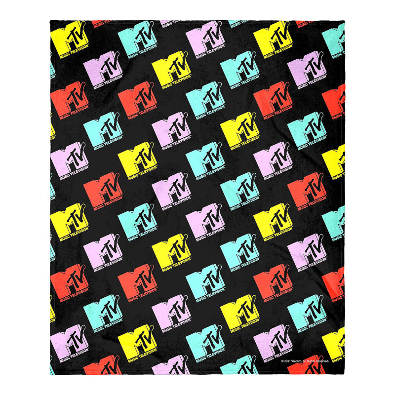 RetroWave 80's Iconic MTV Fleece Throw Blanket