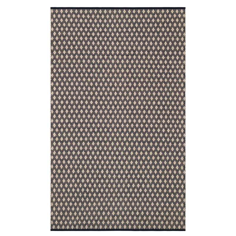 Dainty Diamond Navy/Ivory Handwoven Cotton Rug, Rectangle 6' x 9'