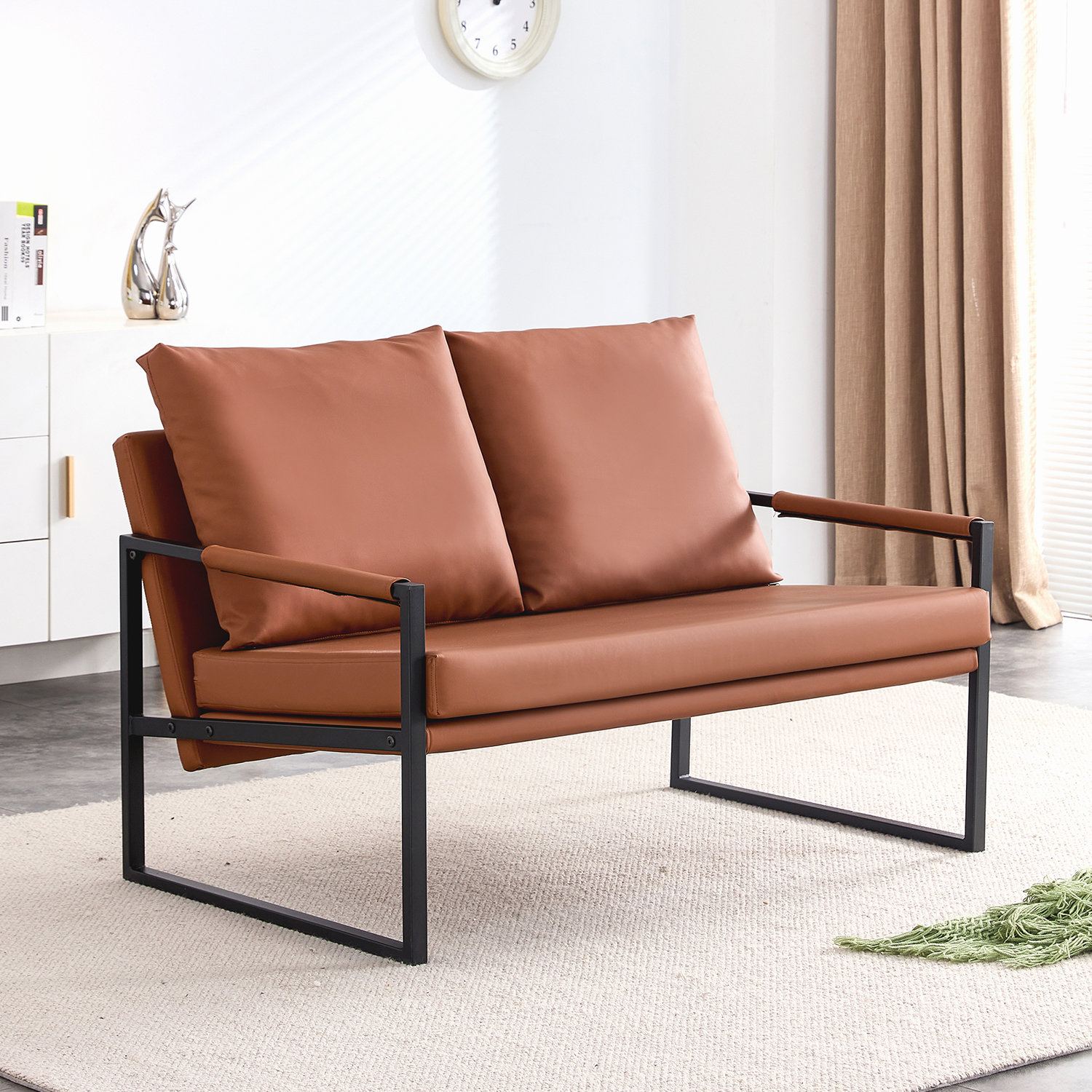 Ebern Designs Ourania 48'' Faux Leather Sofa | Wayfair