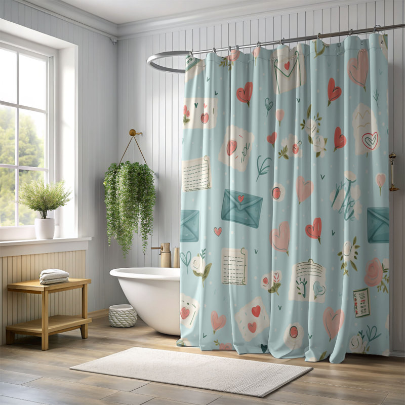 Rideau de douche Vintage Love - Premium 185, H 74 po x l 71 po
