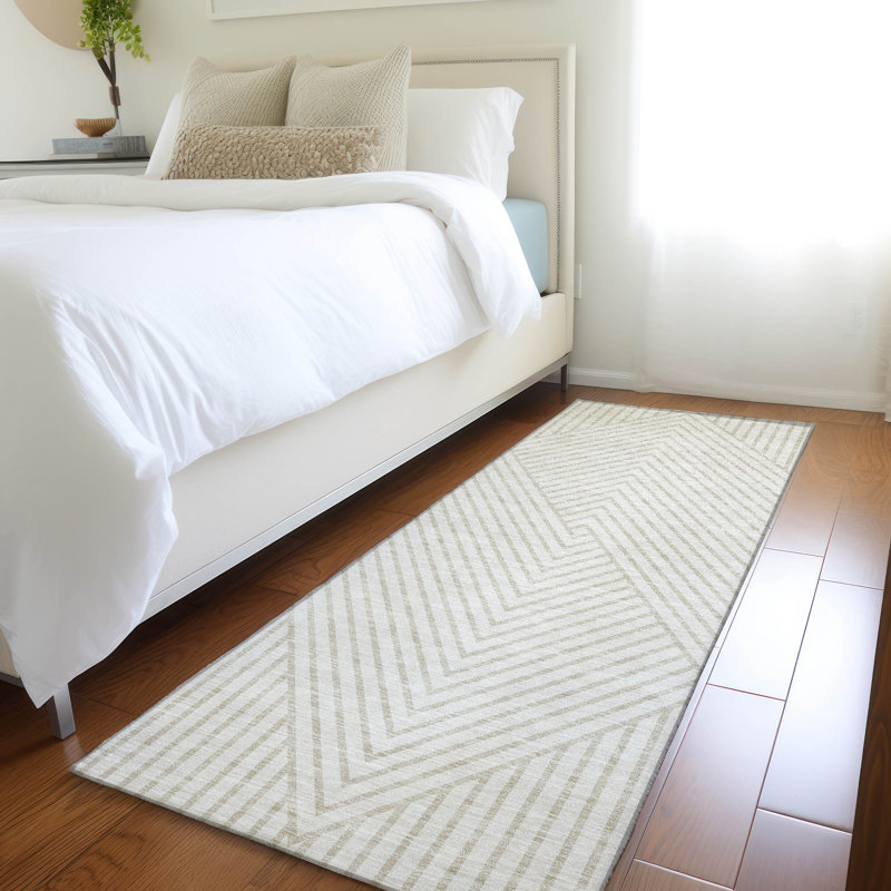 Premium Machine Washable Prisco Ivory Rug, Runner 2'3" x 7'6"